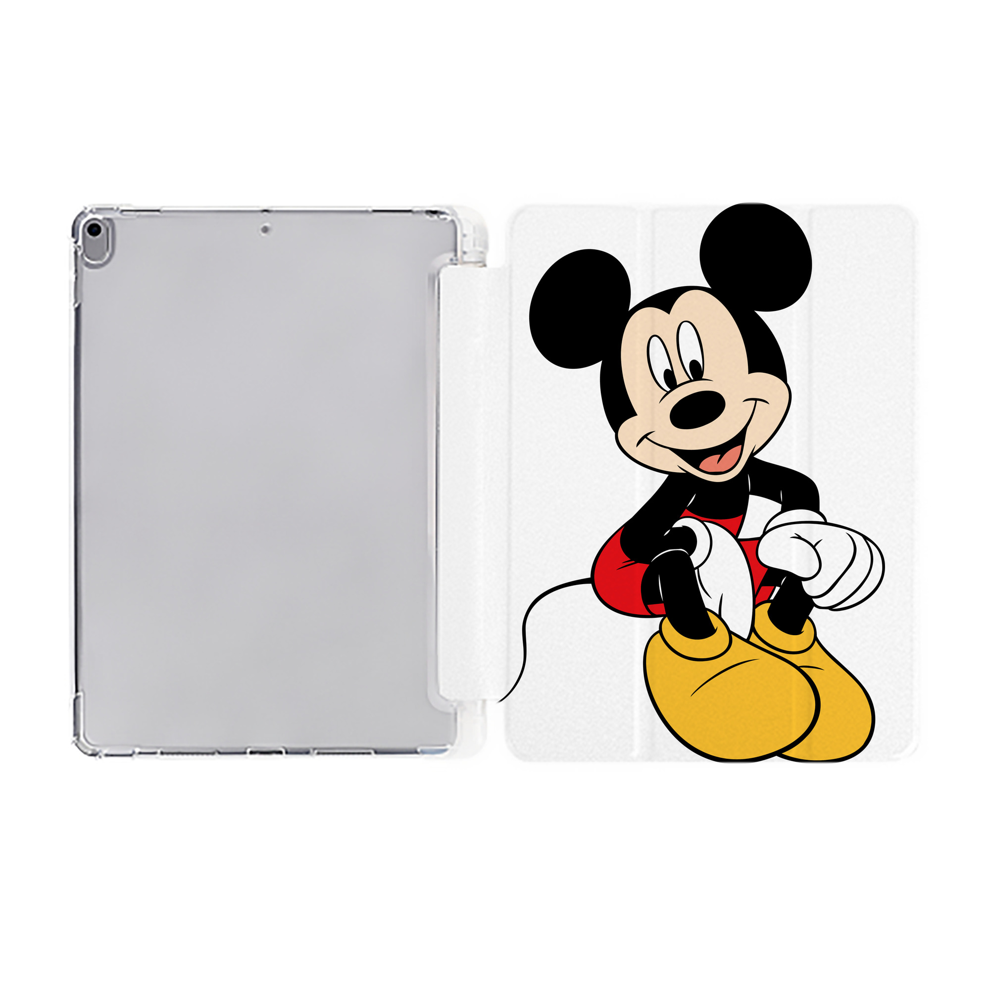 （画像用） ミッキーマウス Mickey Mouse IPad ケース ペン収納付き 三つ折りスタンド PUレザー×シリコン 対応機種9.5/10.5/10.9インチ